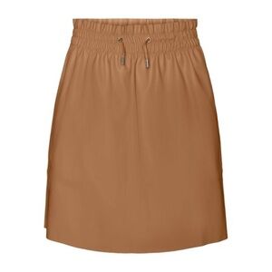 Vero Moda VMEVA MR SHORT RUFFLE SKIRT Tobacco Carmel Skirt Size XL
